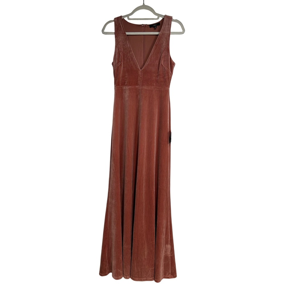 Lulus‎ Velvet Maxi Dress Womens Small Dusty Rose Mauve Formal Romantic Wedding